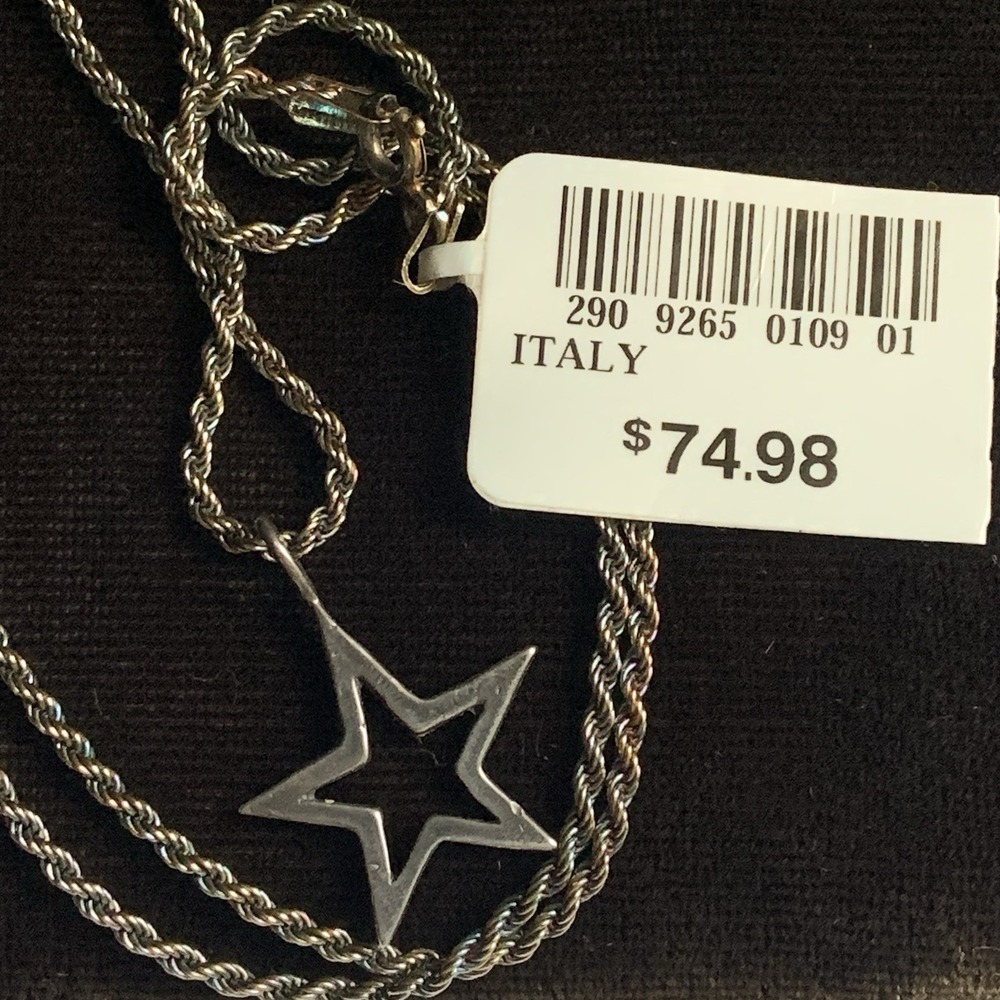 VTG 925 Sterling Silver Star Pendant on NOS 16in 925 Danecraft 16in Rope Chain